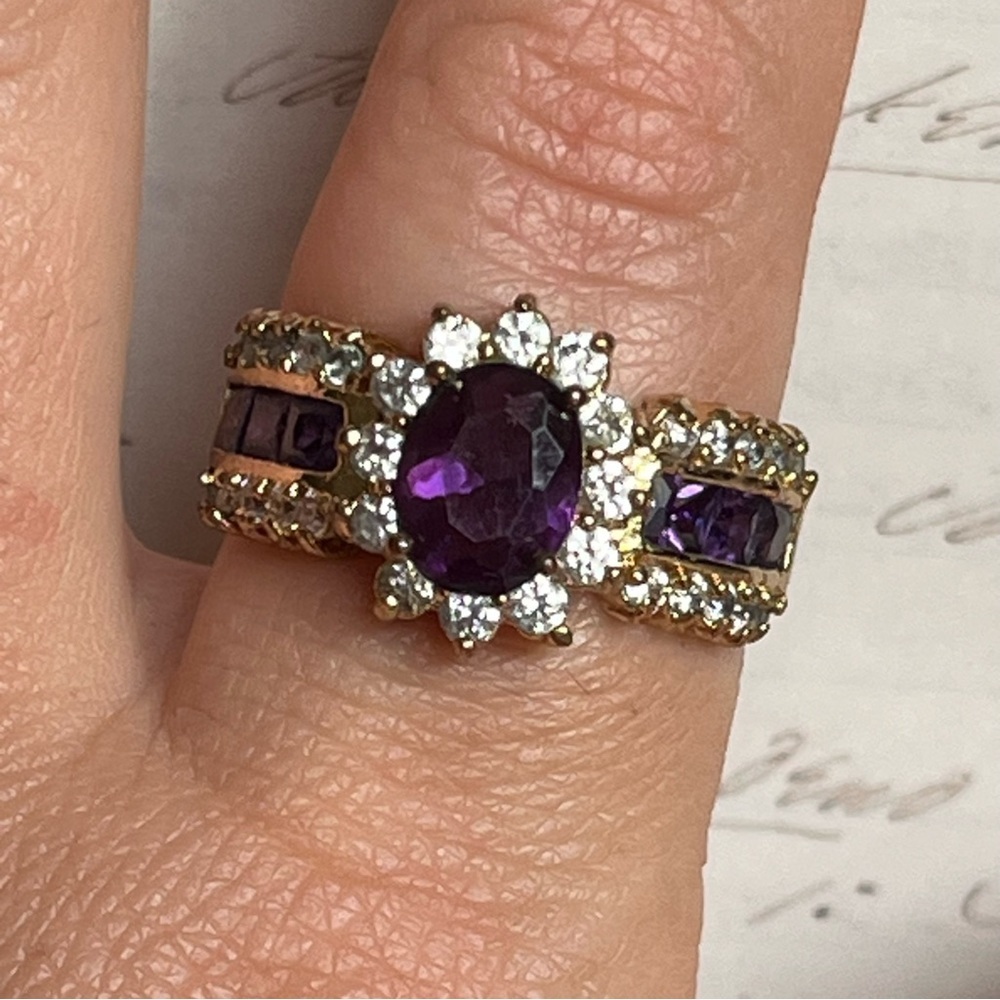 Purple and Gold Tone Women's Ring